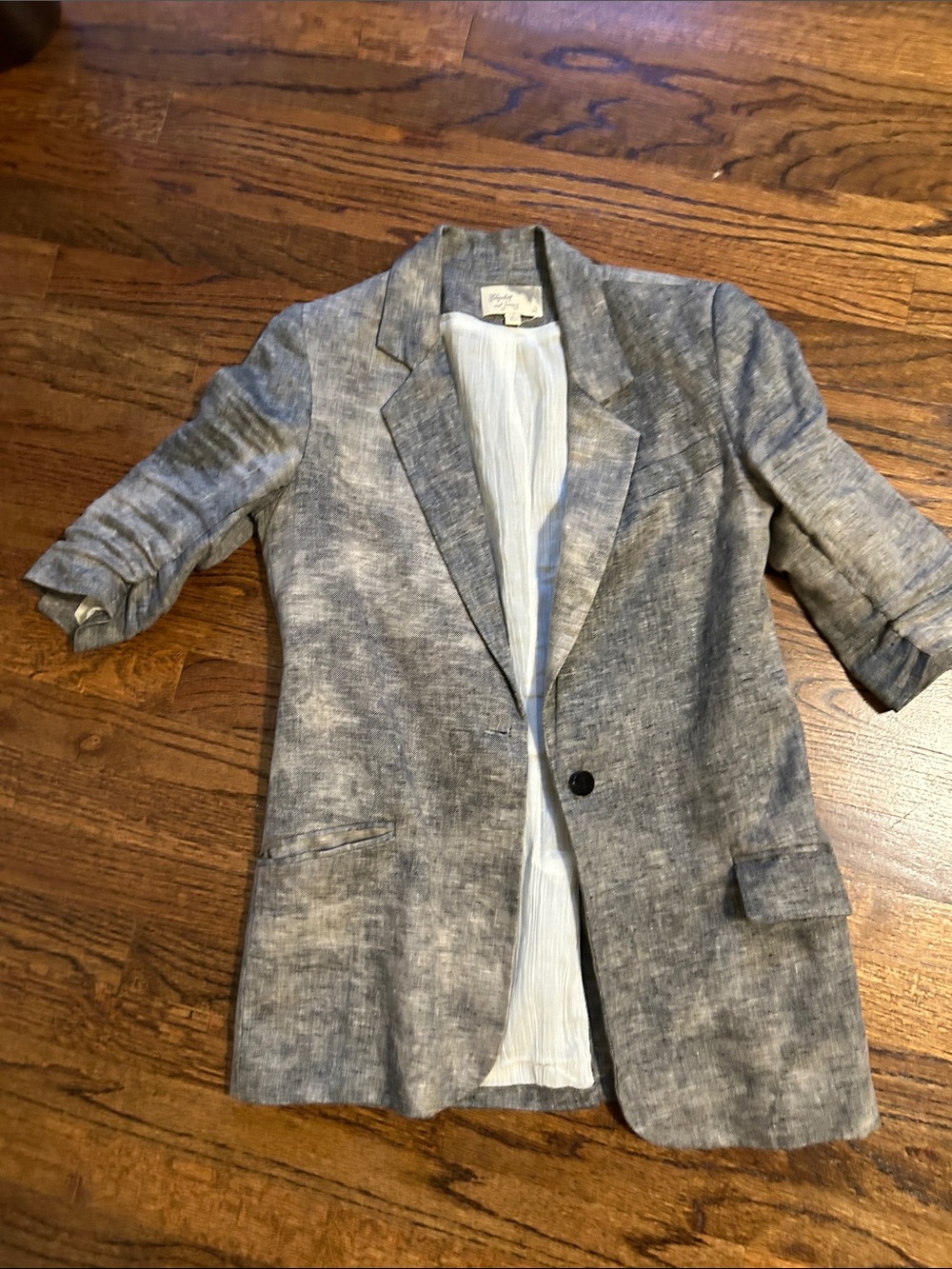 Elizabeth and James Heathered Gray Single-Button Blazer